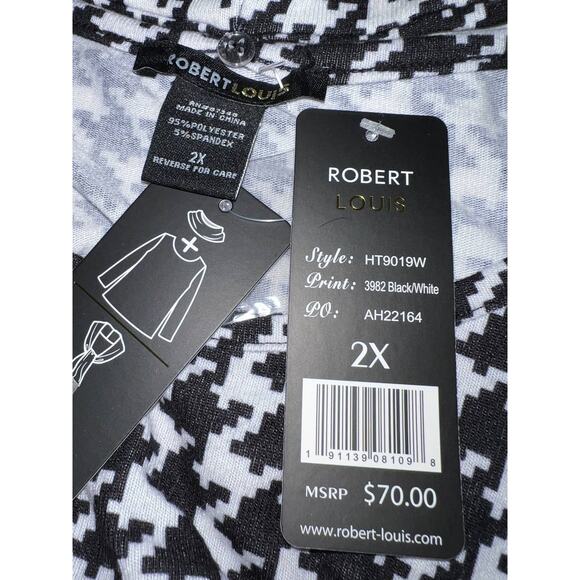 Houndstooth 2X Comfort Swing DRESS A-Line Soft Stretch Knit Removable Scarf NEW - Picture 9 of 10